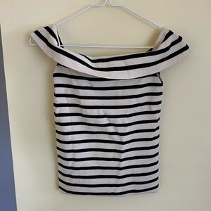 Zara off the shoulder striped top, black and cream. Size S.